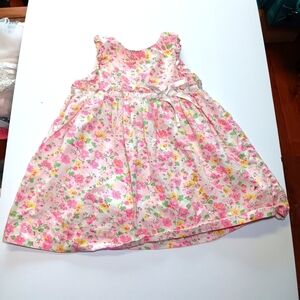 Chaps Baby Toddler Girls Dress 12months‎ Floral Ruffle Ribbon Bow Barbiecore